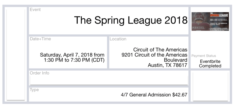Spring League Tix